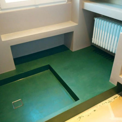 bagno doccia cemento verde