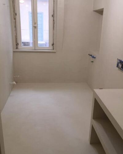 microcemento su pareti e pavimento